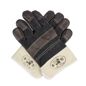 固安捷 牛仔布一层分掌手套电焊焊接机械耐磨防滑防护劳保手套 12副起定 花 均码