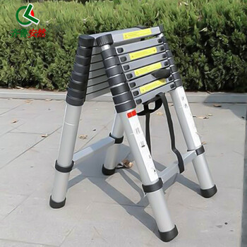 齐鲁安然 铝合金伸缩梯 人字梯 加厚折叠楼梯 多功能升降梯 工程梯子 双侧梯 1.6+1.6米