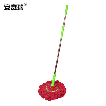 安赛瑞 自拧水拖把 卡锁拖把 不锈钢旋转地拖 免手洗 自动挤水拖把 红色 23490