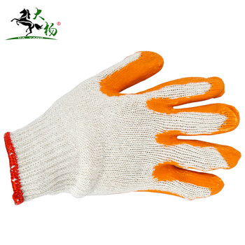 大杨065玻璃厂板胶手套10双 工地耐磨防滑轻微防割涂层劳保手套