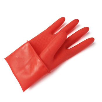 谋福 CNMF 乳胶光里手套 洗衣洗碗手套 家务橡胶手套 清洁胶皮手套（45款 红色乳胶手套）中号  8671