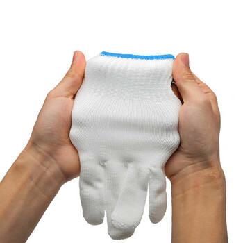 鸣固 劳保白尼龙线手套 工地劳动施工防滑加厚耐磨手套尼龙手套（500g）1双【可定制】