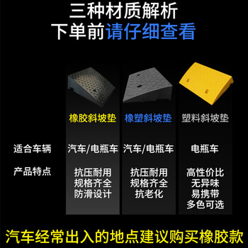 百舸 台阶斜坡垫 门槛马路牙子路沿坡三角阶梯垫 汽车爬坡上坡垫 50*40*17cm 塑料款黄色