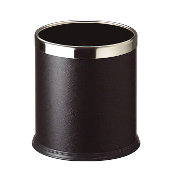 南 GPX-43 固定钢圈包黑色人造皮单层 南方圆形垃圾桶容量10升（2个起订） 商用客房垃圾桶 房间桶 果皮桶