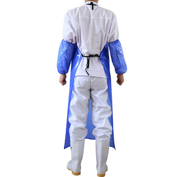 者也 蓝色PVC防水围裙加厚耐油耐酸碱水产工作服围兜罩衣 蓝色