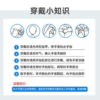 乌斯京（WOLSGIN）一次性手套丁腈橡胶食品级加厚耐用厨房防护丁晴白色100只中码