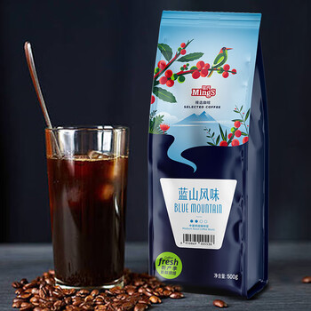 铭氏Mings 蓝山风味咖啡粉500g 精选阿拉比卡豆研磨黑咖啡 中度烘焙