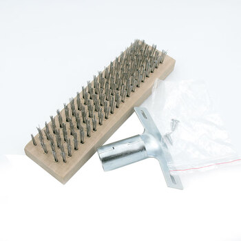 冰禹 BY-2052 镀锌钢丝刷 工业清洁钢丝刷 地板刷 长柄地板钢丝刷 30cm整套【带柄】