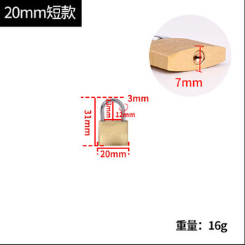 驼铃纵横 AQQJ0008 仿铜挂锁防盗锁防锈防水门锁锁头小锁子柜子抽屉箱锁 20#一字