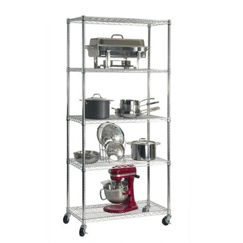 川井（WELLAND）物流台车 车间物料周转车 带轮线网货架 层网置物架 五层转运车150*45*190cm