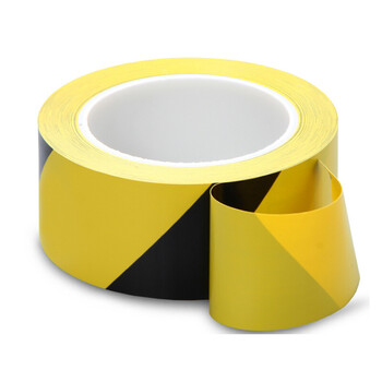 鸣固 黄黑警示胶带 安全划线警戒胶带 宽隔离警示贴 工厂仓库标识斑马线胶带 48mm*18米 6卷