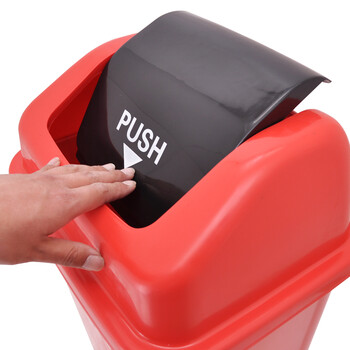 兰诗（LAUTEE）D030 摇盖分类垃圾桶 户外大号果皮箱干湿垃圾桶可定制 40L红色有害垃圾