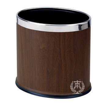 南 GPX-45B 南方椭圆双层垃圾桶 黑桃木色 商用酒店宾馆客房垃圾桶 房间桶 果皮桶 内桶容量10.33升