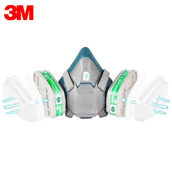 3M 防毒面具硅胶喷漆口罩防尘防毒面罩定做 6502+6004碱性气体防毒套装组合7件套