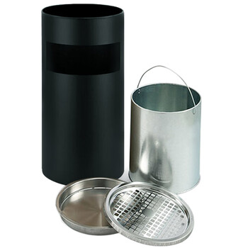 兰诗（LAUTEE）GPX-027 圆形丽格桶 酒店商场电梯口座地垃圾桶 烟灰桶 黑色
