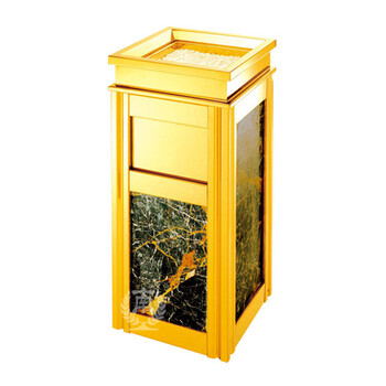 南 GPX-6B1 四菱角座地烟灰桶 南方垃圾桶酒店宾馆果皮桶带烟灰缸垃圾筒 中号镜金 内桶容量11.7升