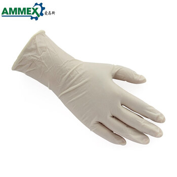 爱马斯（AMMEX）【TLFGWC】一次性乳胶手套无粉耐酸碱通用型检查手套 定做100只1盒 乳白色 M码