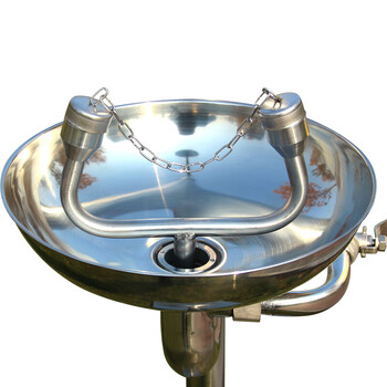 者也 紧急洗眼器实验室便携式移动洗眼器化工厂用304不锈钢挂壁式喷淋冲淋台式双口