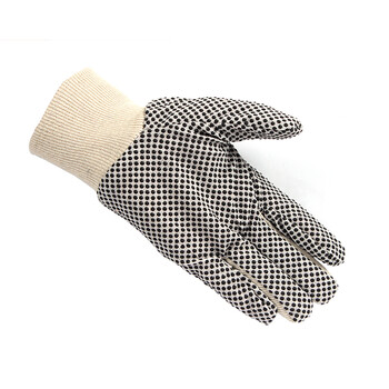 SAFEMAN君御 7300 耐磨劳保 点胶点塑防滑帆布搬运手套 长度25cm   5副/扎