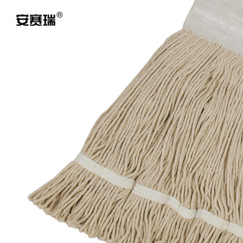 安赛瑞 棉线吸水美式加厚拖把夹式蜡拖 棉线打蜡墩布拖布 酒店餐厅医院用地拖 可拆洗 本白  24453
