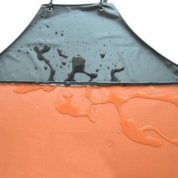 者也 防水防油耐酸碱围裙加大加厚PVC无袖皮围裙 黑红复合