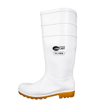 朗莱斯特工业水鞋 PVC耐酸碱劳保高筒雨靴LL-1-01 43码 白色 1双