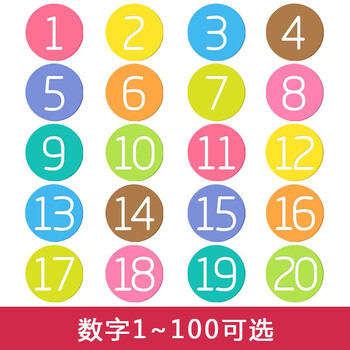 
                                                                                蓝瑞数字贴纸圆形号码贴 宾馆网吧餐桌座位编号儿童房早教幼儿园墙贴 B款  数字21-40 小                