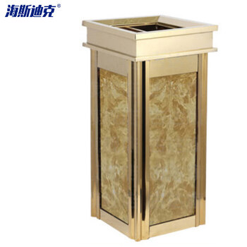 海斯迪克 HKQJ16 酒店大堂大号垃圾桶 不锈钢仿大理石垃圾桶 宾馆KTV立式烟灰桶 电梯口垃圾桶 微晶板黑金花
