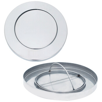 兰诗(LAUTEE)A-186 大堂港式垃圾桶烟灰桶 商用圆形翻盖座地垃圾桶 砂纹钢