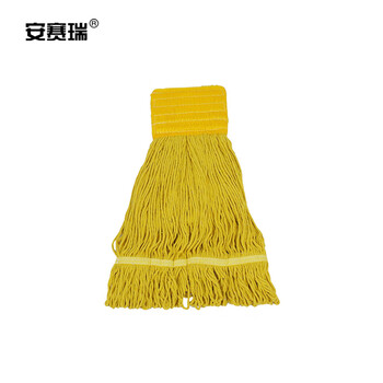 安赛瑞 美式加厚拖把夹式蜡拖 棉线墩布拖布 酒店餐厅医院用地拖 可拆洗黄色 24449