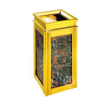 南 GPX-6A1 四菱角座地烟灰桶 南方垃圾桶酒店宾馆果皮桶带烟灰缸垃圾筒 中号镜金 内桶容量11.7升