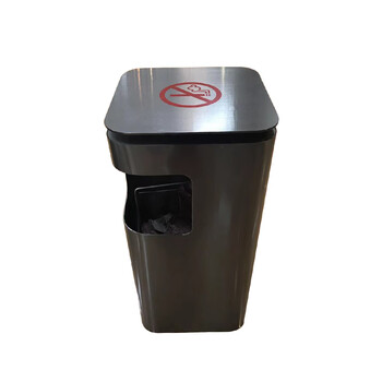 南 GPX-212A  黑金 南方平面圆角座地烟灰桶  防指纹不锈钢垃圾桶 公用烟灰垃圾箱 果皮桶 内桶容量20升