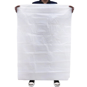 兰诗（LAUTEE）LJD-9110 全新料大号透明平口垃圾袋 白色塑料袋 50*60cm*100只装