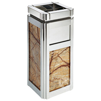 南 GPX-2 海棠角座地烟灰桶 南方垃圾桶 酒店宾馆果皮桶带烟灰缸垃圾筒 镜钢 防火板 容量12升