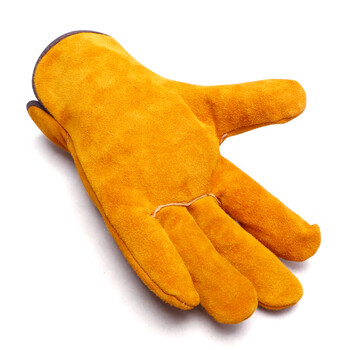 者也(ZYE)牛皮电焊手套 短款劳保手套加厚耐磨焊接防护手套 全黄 