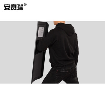 安赛瑞 防暴盾牌 铝合金战术防护装备保安盾牌校园安保器材黑色(方形直角)23890