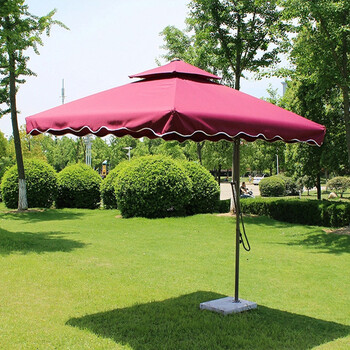 飞尔（FLYER）户外休闲伞 安全器具庭院伞咖啡厅伞 3.5米 方形侧立伞[大理石底座]