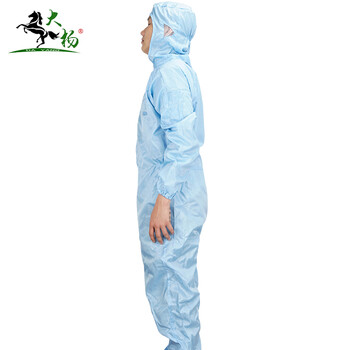 大杨173防静电连体防护服 蓝色 2XL码/180 带帽无尘衣净化服洁净服防尘工作服 定制