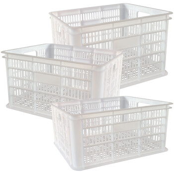 兰诗（LAUTEE）YJ-E047 网眼周转箱加厚塑料筐周转筐收纳快递筐 10kg箱白色455*310*240