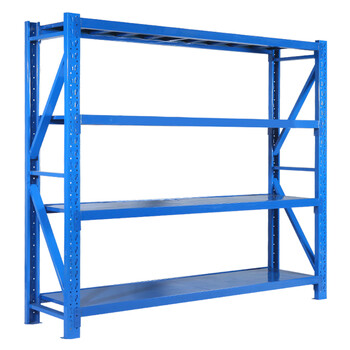 万尊货架仓储货架置物架重型2米500kg/层储物架展示架蓝色2000*600*2000四层主架