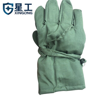 星工 XINGGONG 五指款加厚保暖防寒手套 羊毛手套 劳保手套 军绿色均码 5付