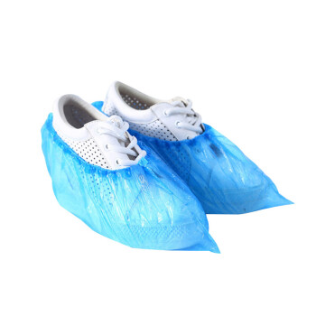 兰诗（LAUTEE）DA6031 一次性鞋套耐磨塑料脚套防尘鞋套 加厚1.4g蓝色100只/包3包装