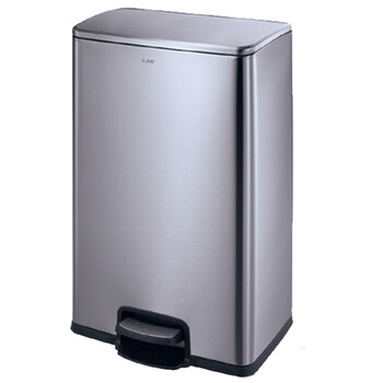 南 SJ40-F01 方形脚踏桶 砂钢 防指纹不锈钢酒店宾馆客房 南方垃圾桶果皮桶厨房垃圾桶商用桶 容量40升