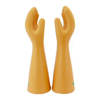 双安牌35KV绝缘手套舒适型耐压31KV带电作用橡胶手套均码黄色 1副