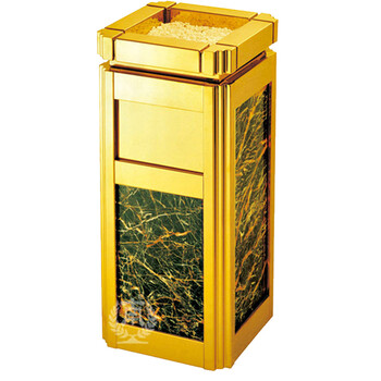 南 GPX-2 海棠角座地烟灰桶 南方垃圾桶 酒店宾馆果皮桶带烟灰缸垃圾筒 镜金 容量12升