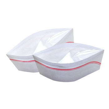 劳保佳 厨师帽 一次性厨师纸帽 厨房工作矮帽船帽 30cm*10cm 红边纸帽 100只装 可定制