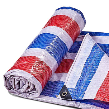 者也 防水布户外防晒雨篷布彩条布三色布塑料油布加厚双面覆膜装修工地遮阳防尘2*10米