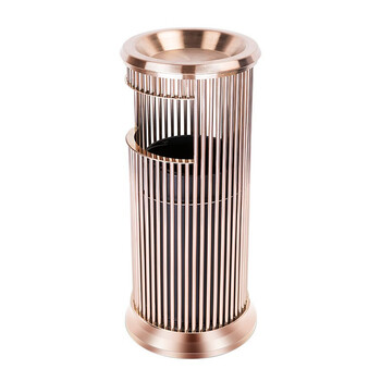 舒蔻酒店垃圾桶烟灰缸不锈钢大堂立式室外带内桶走廊带烟灰缸商场果皮桶箱垃圾桶A-598玫瑰金