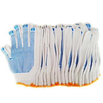 坚冠 劳保点胶手套加厚耐磨 通用白线手套防护手套 高密度工地工作手套 劳防用品定制 12双装