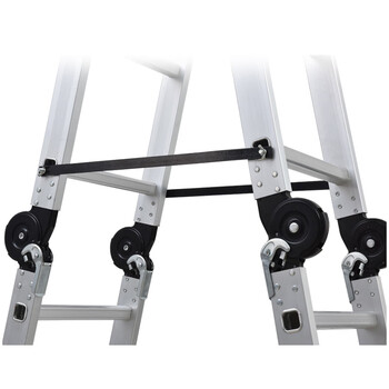 谋福9316多功能铝合金折叠梯子人字梯伸缩工程梯 【 加厚四折三步关节梯（4*3）】